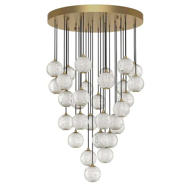 Marni 30 Head 1 Light 155-Watt Natural Brass Integrated LED Pendant Light