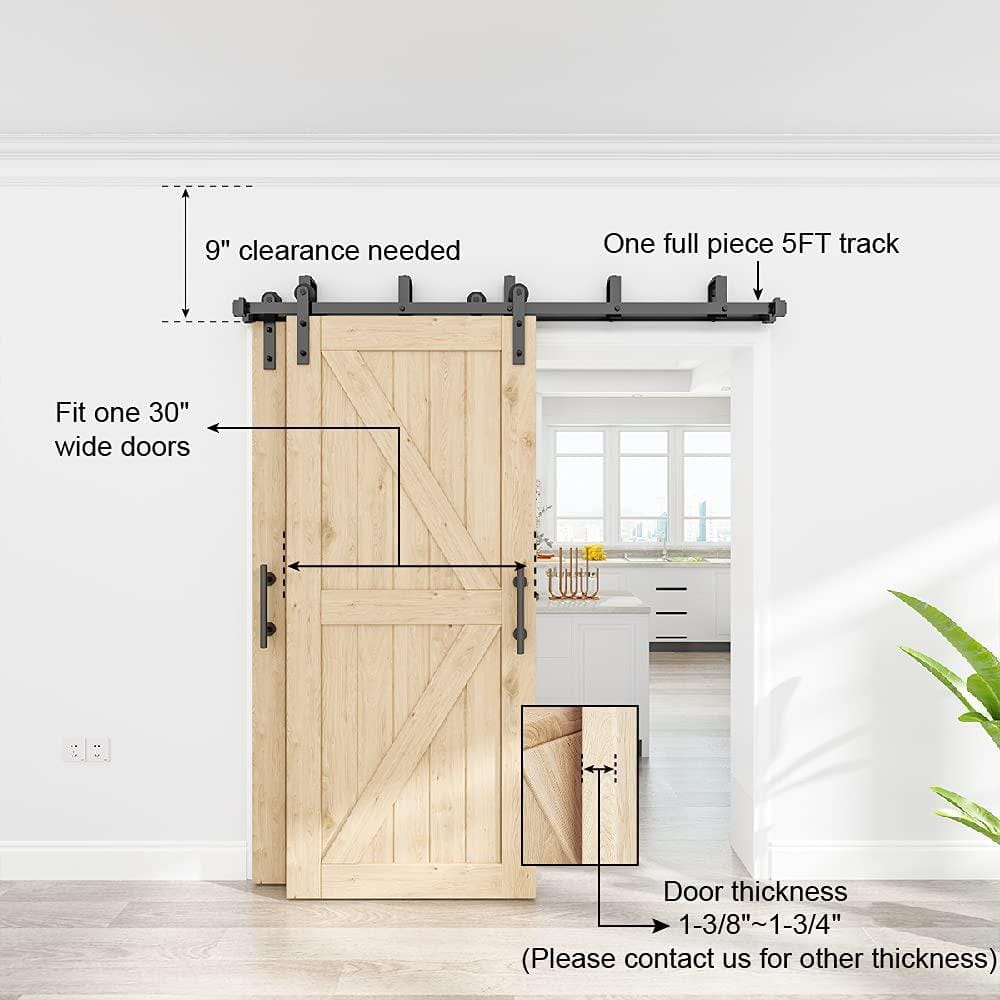 Matte Black Double Bypass Barn Door Hardware Kit