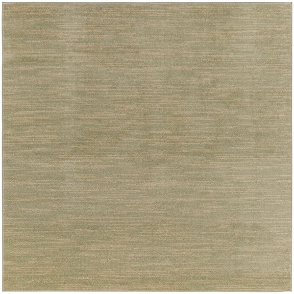 Essentials 5 ft. x 5 ft. Green Gold Abstract Contemporary Square Indoor/Outdoor Area Rug