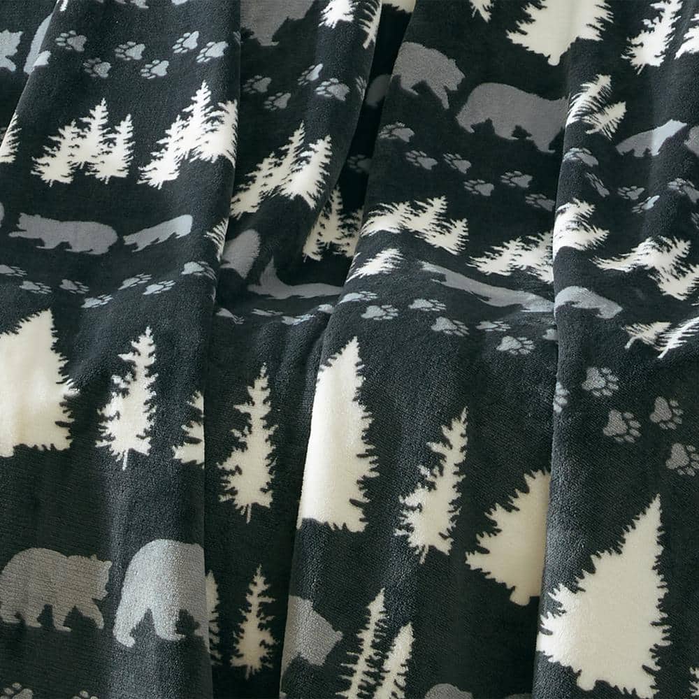 Coleman Grey Reversible Micromink and Sherpa Throw Blanket 60" x 80"