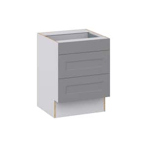 Bristol Painted Slate Gray Shaker Assembled 24 in.W x 32.5 in.H x 23.75 in.D ADA 3 Drawers Base Kitchen Cabinet