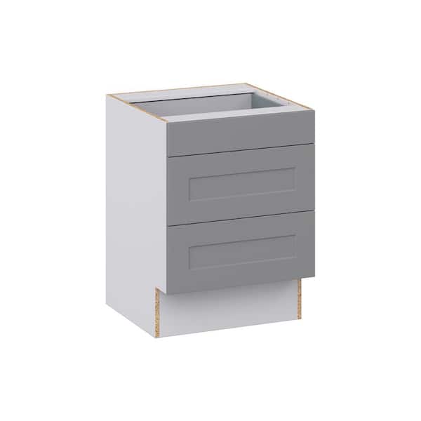 J COLLECTION Roseland 24 in. W x 24 in. D x 32.5 in. H Assembled Shaker Accessible ADA Drawer Base Kitchen Cabinet in Slate Gray
