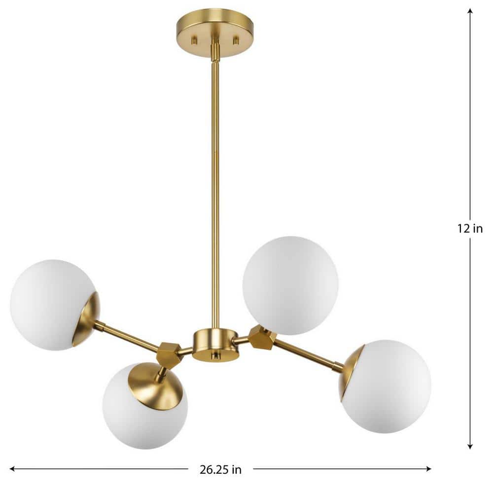 Haas Brushed Bronze 4-Light Chandelier with Opal Glass Shades