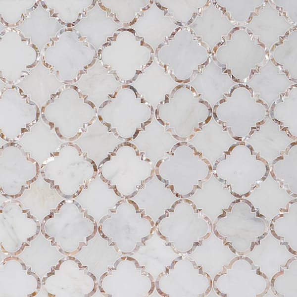 Ivy Hill Tile Veil Diana 4 in. x 0.39 in. Polished Marble and Pearl Wall Tile Sample