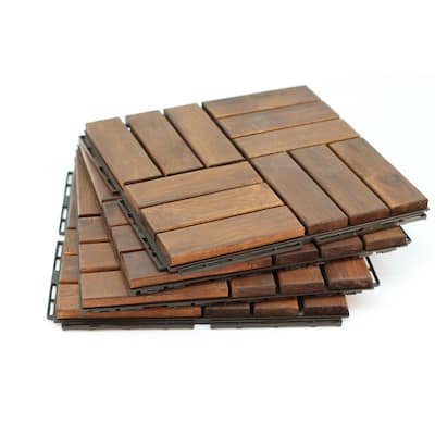 12 in. x 12 in. Acacia Teak Wood Flooring Floor Tile - Great Backyard Decor to Update Your Look 10 sq. ft. Per Box Tiles