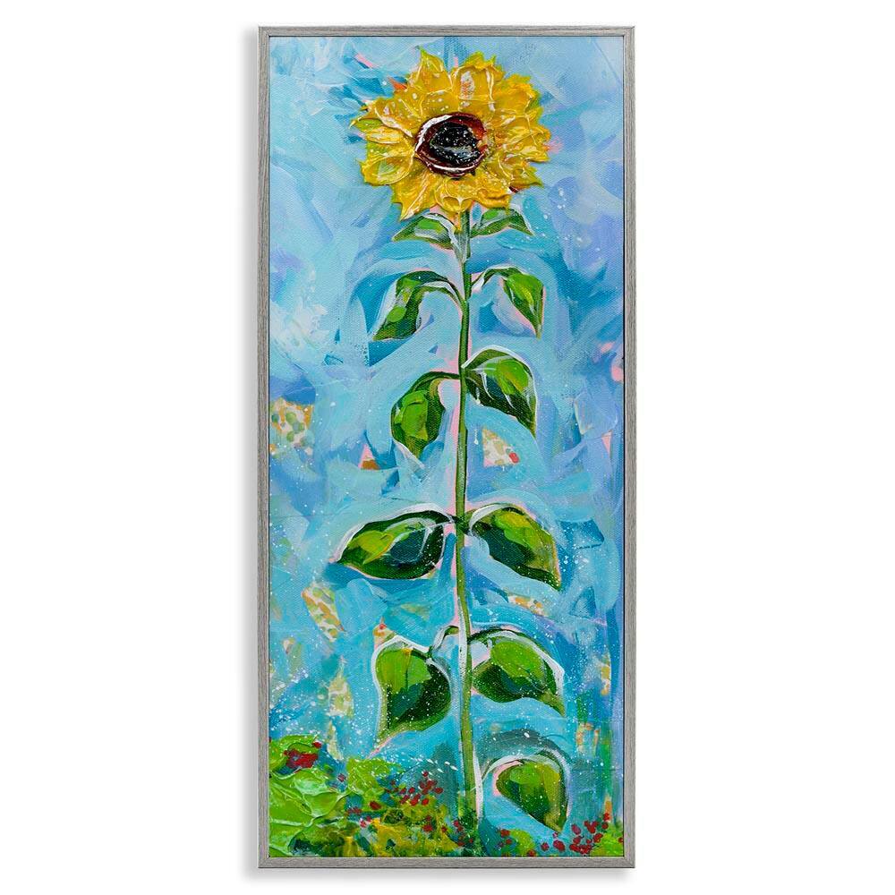 Tall Looming Sunflower by Estelle Grengs Gray Framed Nature Giclee Art Print 24 in. x 10 in. price history on PriceWatchPro