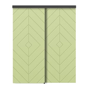 48 in. x 80 in. Hollow Core Sage Green Stained Composite MDF Interior Double Closet Sliding Doors