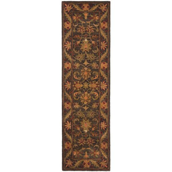 SAFAVIEH Antiquity Green/Gold 2 ft. x 8 ft. Border Floral Solid Runner