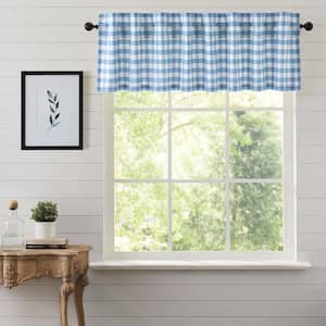 Annie Buffalo Check 72 in. L x 16 in. W Cotton Valance in Dusk Blue Soft White
