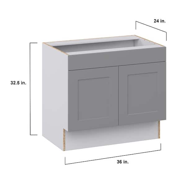 J COLLECTION Bristol Painted Slate Gray Shaker Assembled Apron Front Sink Base Kitchen Cabinet (36 in. W x 24.5 in. H x 24 in. D)