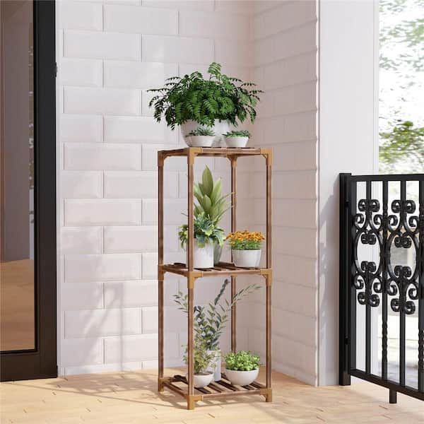 Wood & Black Metal Frame Plant Stand Indoor Tall Stand Heavy Duty Plant  Stands
