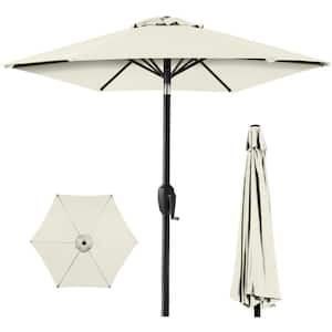 7.5 ft Heavy-Duty Outdoor Market Patio Umbrella with Push Button Tilt, Easy Crank Lift in Ivory
