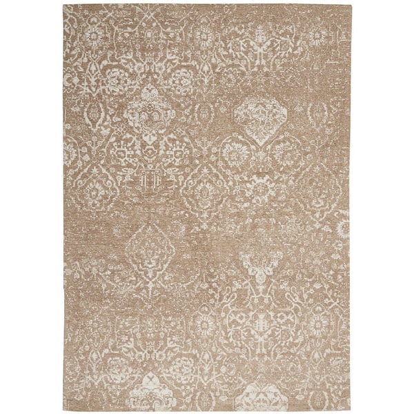 Unbranded Beige Polypropylene 5 ft. x 7 ft. Abstract Indoor Area Rug