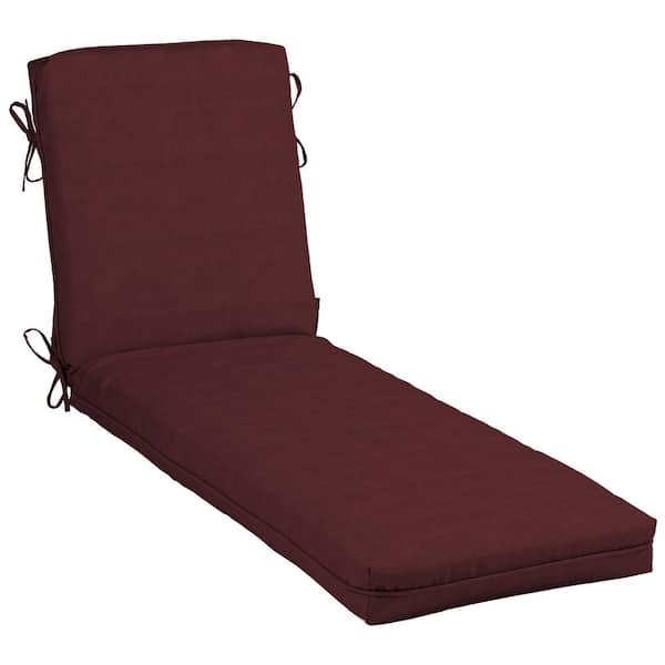 Hampton Bay 21 in. x 48 in. CushionGuard One Piece Outdoor Chaise Lounge Cushion in Aubergine