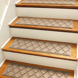 Aqua Shield Argyle Camel 8.5 in. x 30 in. Stair Tread Covers (Set of 4)