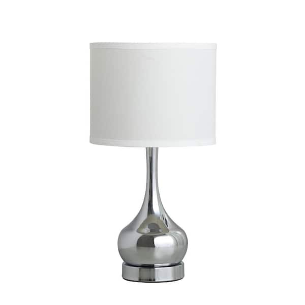 ORE International 18.75 in. Corrine Polished Silver Mid Century Table Lamp