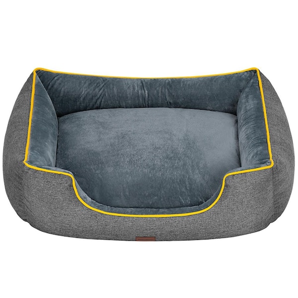 36 in. Medium Orthopedic Gray Dog Bed with Dual-Layer Interior Padding for Support and Softness