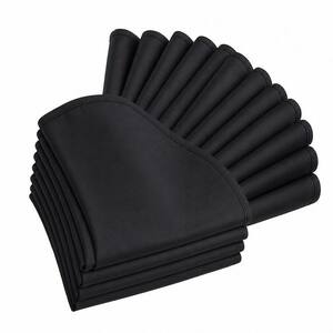 120 in. L x 120 in. W Vintage Fabric Round Washable Table Clothes Cover for Kitchen Dining, Wedding, Black (10-Pack)