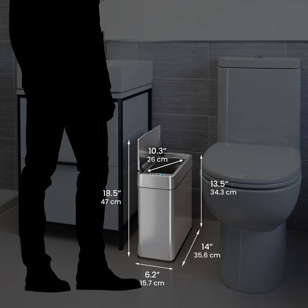 Slim Silver Stainless Steel Touchless Motion Sensor Trash Can 4 Gallon