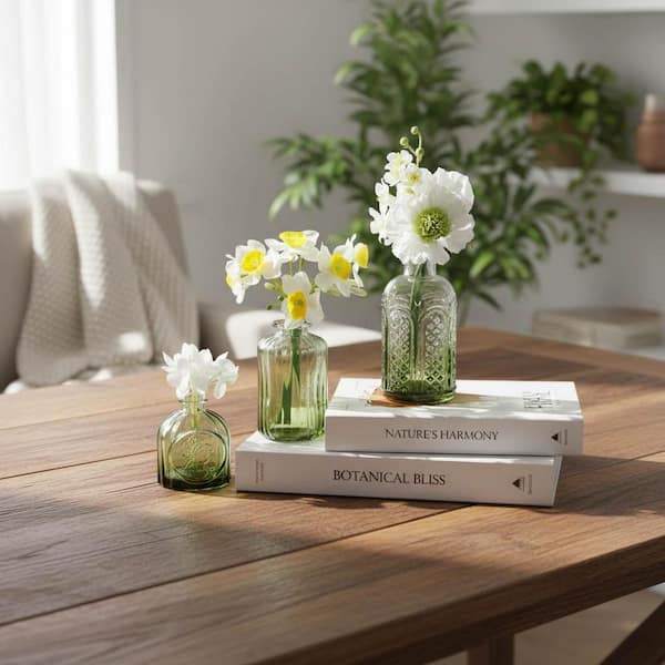 3.15 in. Green Glass Decorative Vase, (Set of 18) YABKGZ