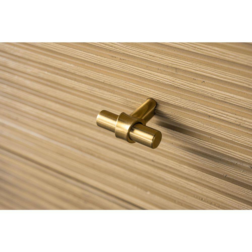 Natural Oak Single Bathroom Vanity with Golden Brushed Hardware