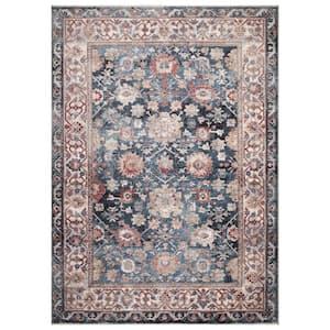 Pandora Collection Cassandra Navy 8 ft. x 11 ft. Traditional Area Rug