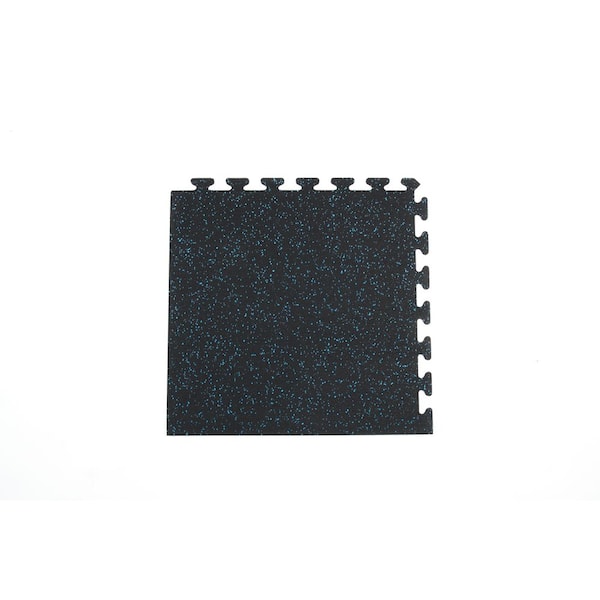 Unbranded Matter Surfaces Gym/Exercise Recycled Rubber Corner Tiles Black w/Blue 25in.x 25in.x 0.3 Thick. 4-Tiles/Case,16 sq. ft.