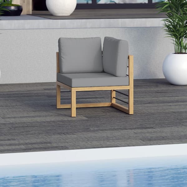 TK CLASSICS Aluminum Outdoor Sectional Corner Sofa Seat with Gray Cushions