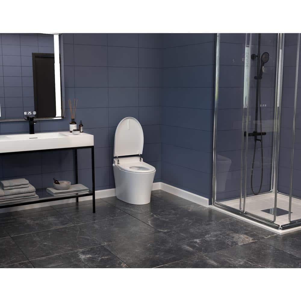 White Elongated Free Standing Smart Toilet with Bidet