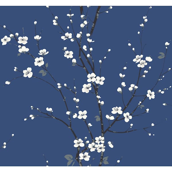 Monterey Cobalt Floral Branch Wallpaper