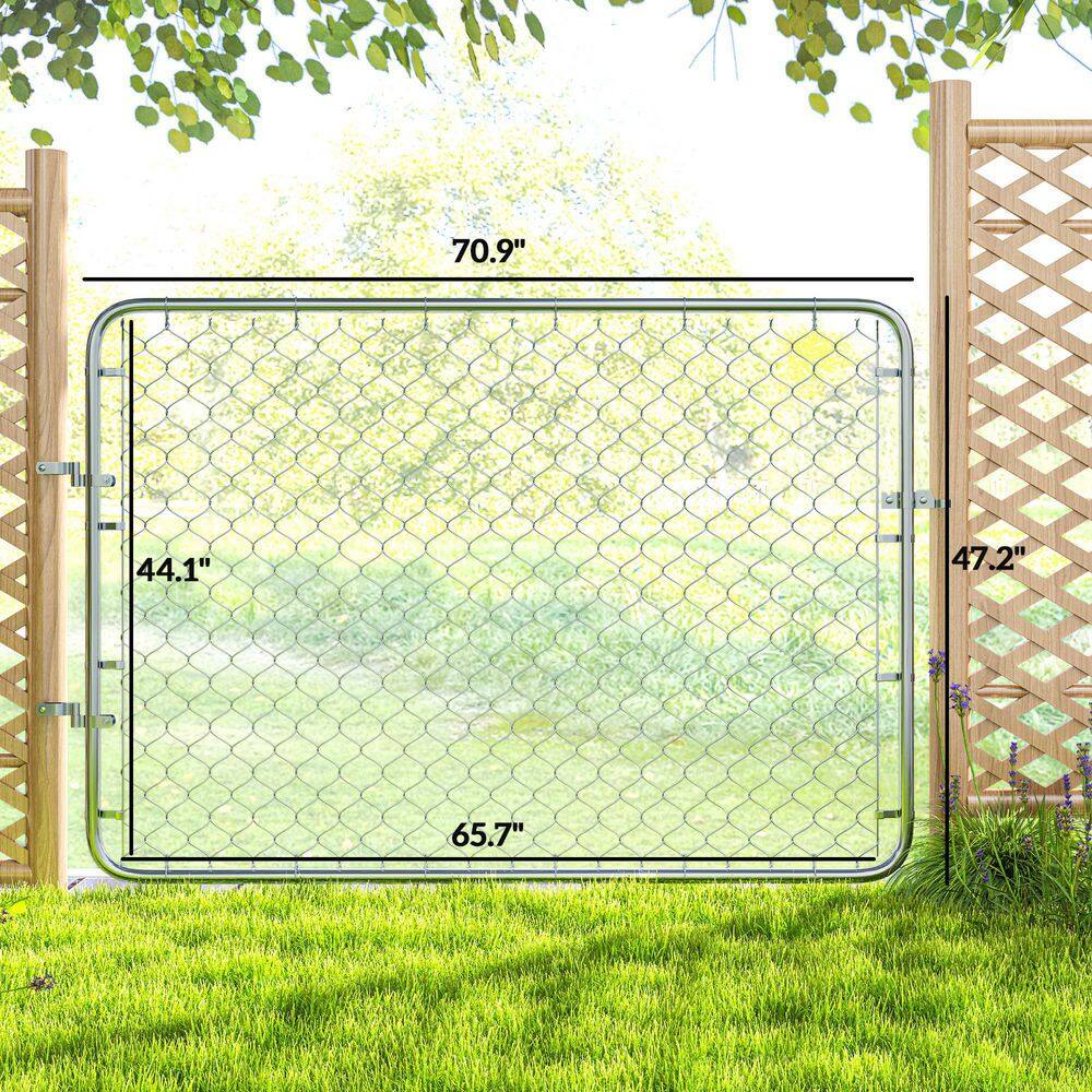 Galvanized Steel Chain Link Garden Gate, 47.2" x 70.9", Silver