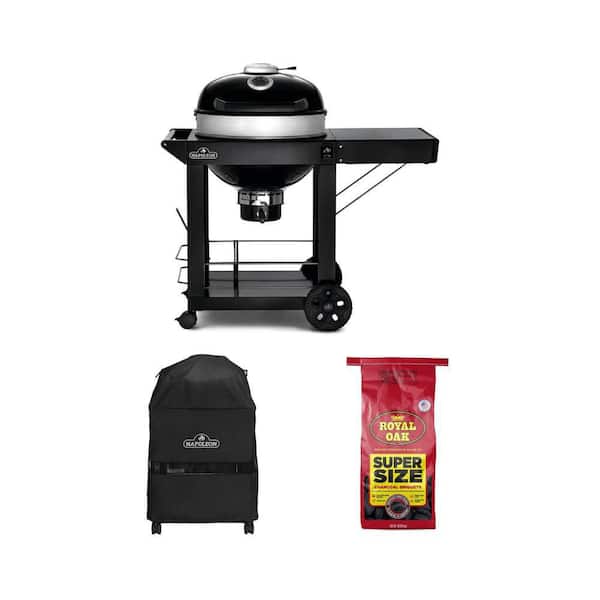 22 in. PRO22 Kettle Charcoal Grill with Cart, Black Cover and 18 lb. Super Size Charcoal Briquets Combo (3-Piece)