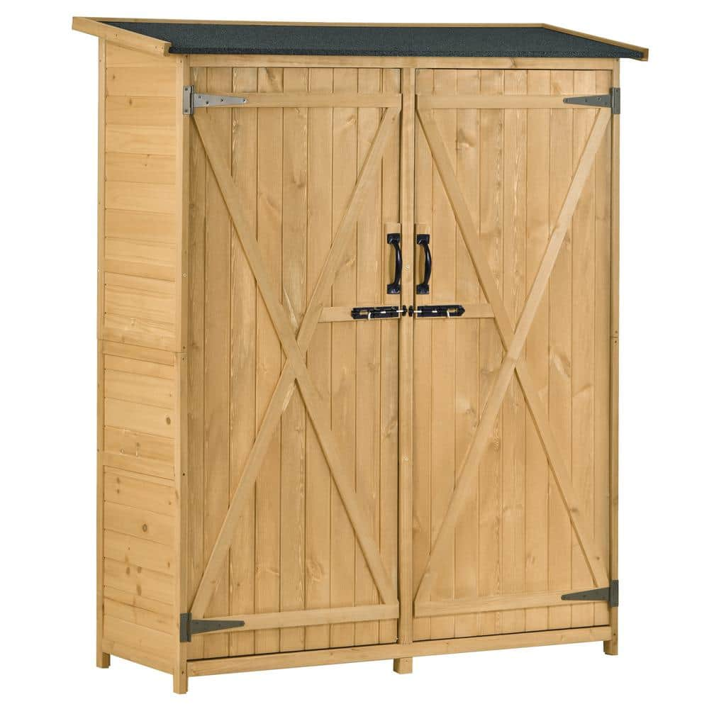 Afoxsos 4.6 ft. W x 1.6 ft. D Natural Outdoor Wood Storage Shed w ...