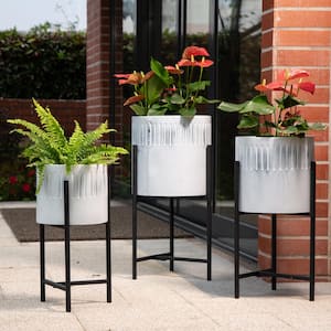 Washed White Metal Plant Stands (Set of 3)