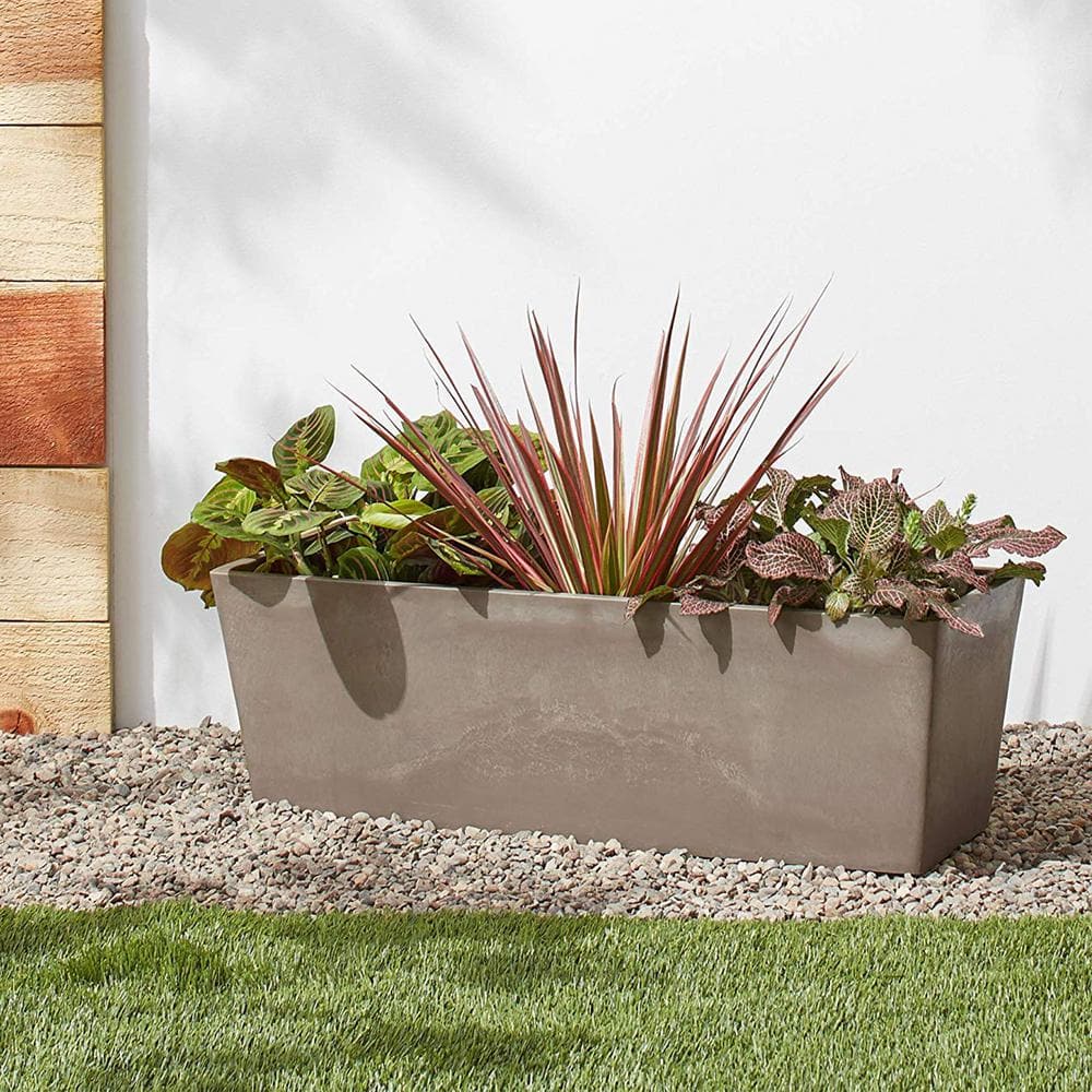 Eco-Friendly Simplicity Taupe Window Box Planter, 25.5" x 9"