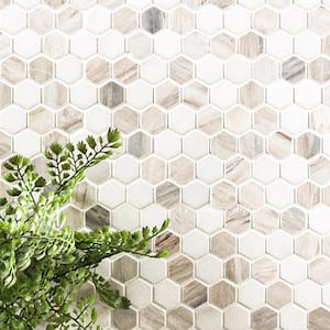 Angora Tibi 11.73 in. x 11.73 in. Polished Marble Mesh-Mounted Mosaic Wall Tile (9.6 sq. ft./Case)