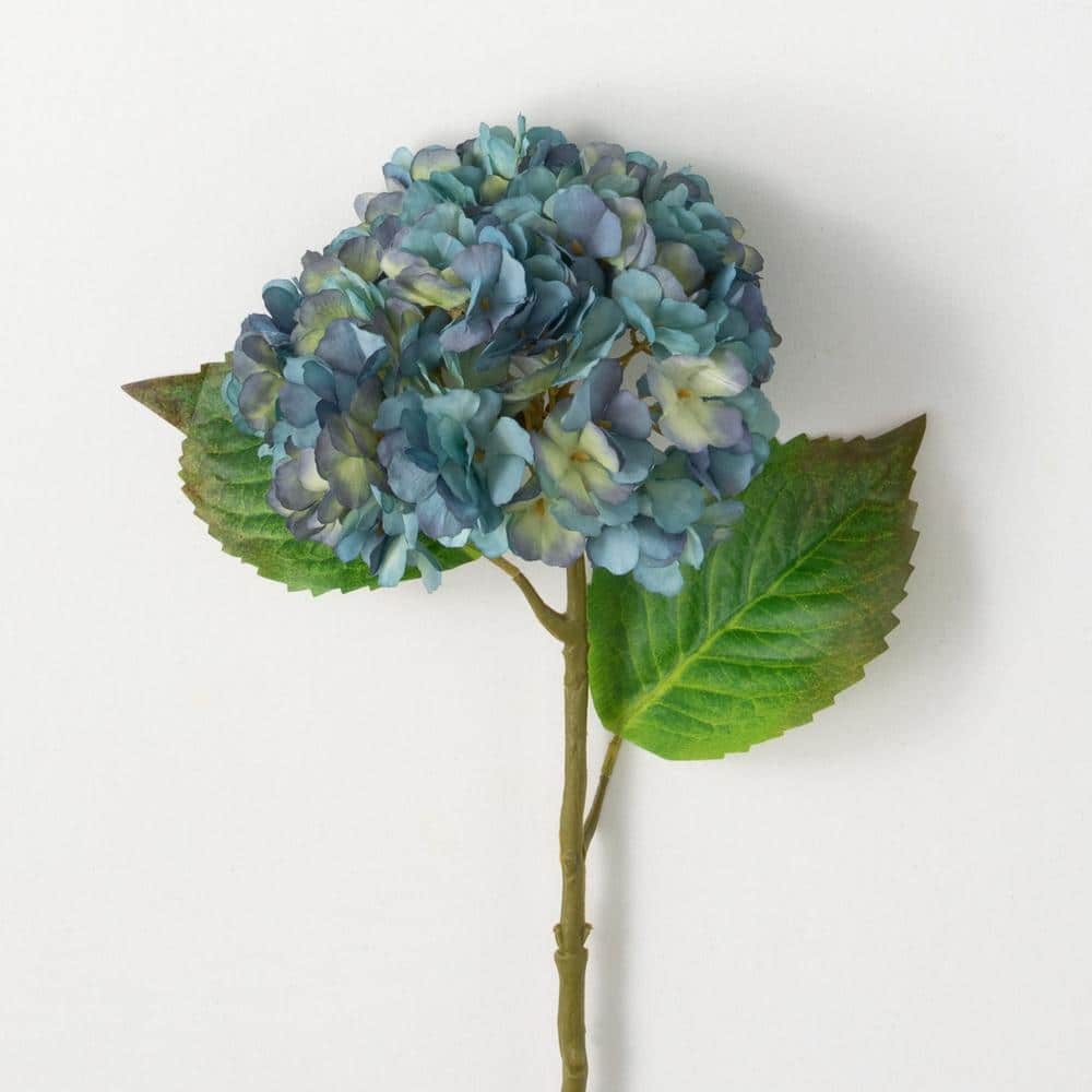 21" Blue Plastic Hydrangea Stem for Tabletop Decor