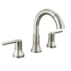 Trinsic 8 in. Widespread Double-Handle Bathroom Faucet with Pull-Down Spout in Stainless