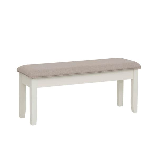 Powell Company Twyla Vanilla White and Gray Dining Bench Backless with Storage 45 in.