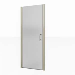 32 in. W x72 in. H Semi-Frameless Pivot Shower Door in Brushed Nickel with Clear Glass