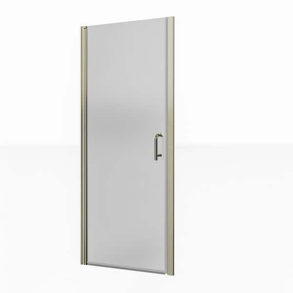32 in. W x72 in. H Semi-Frameless Pivot Shower Door in Brushed Nickel with Clear Glass