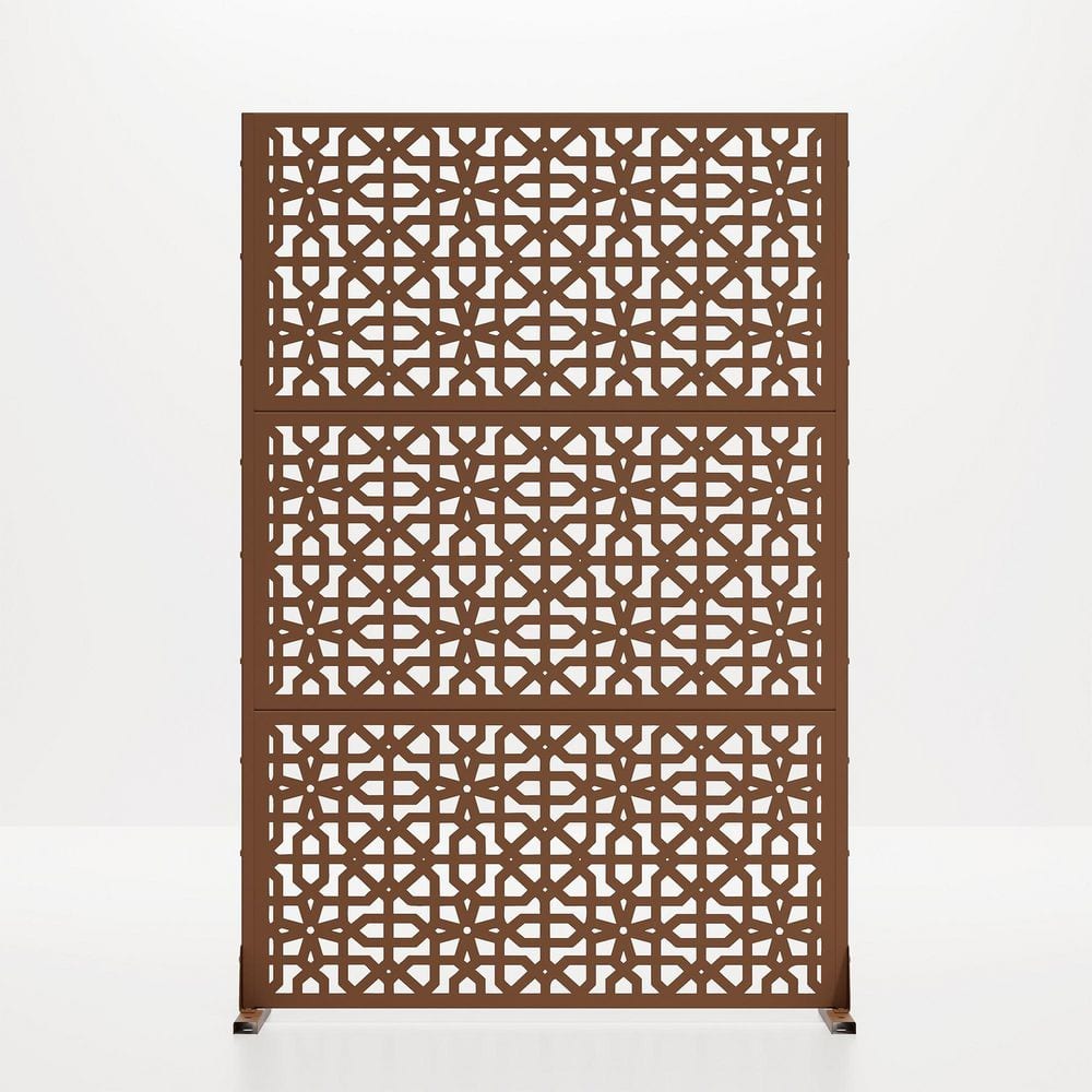 6 ft. x 4 ft. Brown Outdoor Galvanized Steel Privacy Screen