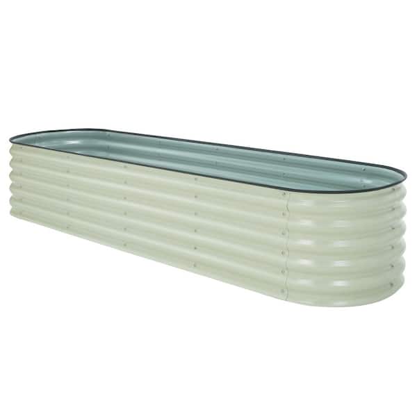 VEIKOUS 8 ft. x 2 ft. x 1.4 ft. Green Galvanized Steel Oval Raised Garden Bed 9 in. 1-Planter Box Outdoor