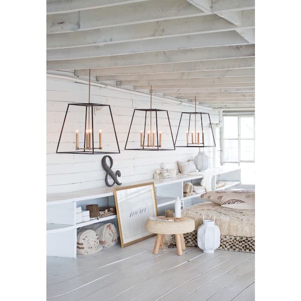 Fulton Large Open Frame Bronze Pendant Light