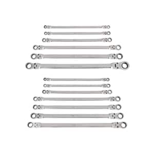 Long Flex Head 12-Point Ratcheting Box End Wrench Set with 13-Piece (1/4-13 in./16 in., 6-19 mm)