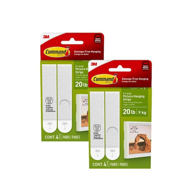 20 lbs. White Picture Hanging Strips (8-Pack) (8-Pairs of Strips)