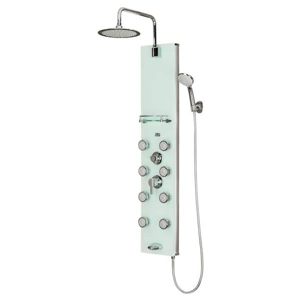 PULSE Showerspas Lahaina 8-Jet Shower System with Glass Panel in Chrome