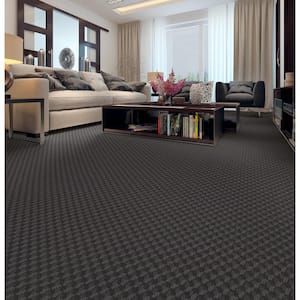 Genevieve Color Black Velvet Gray - 39 oz. Nylon Pattern Installed Carpet