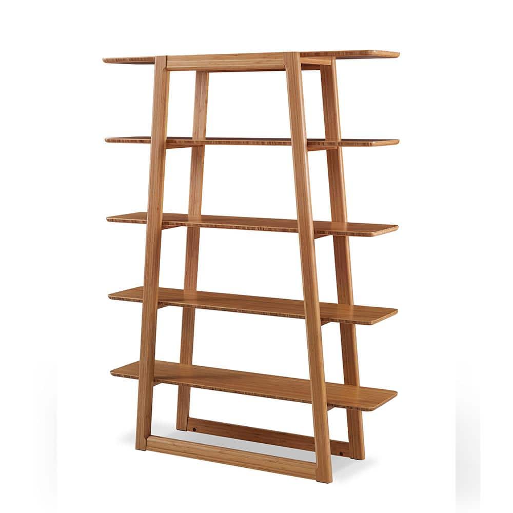 Currant Caramelized Solid Bamboo 5-Tier Bookshelf