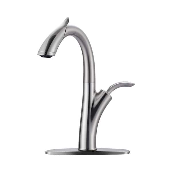 ARCORA Single-Handle High Arc Pull Down Sprayer Kitchen Faucet with Deckplate in Brushed Nickel